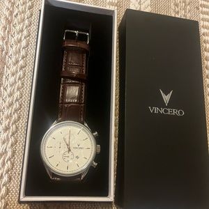 Vincero watch with brown leather strap